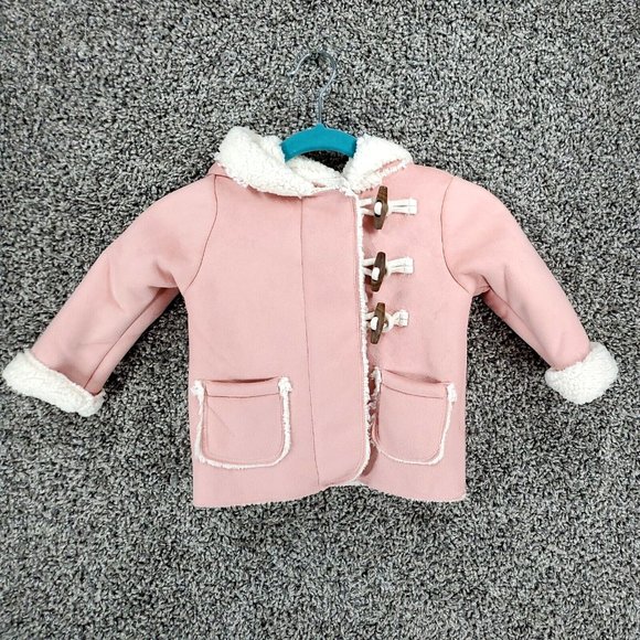 OshKosh Baby B'gosh Pink Cream Faux Suede Jacket Infant Girls 6 Months - Picture 1 of 12